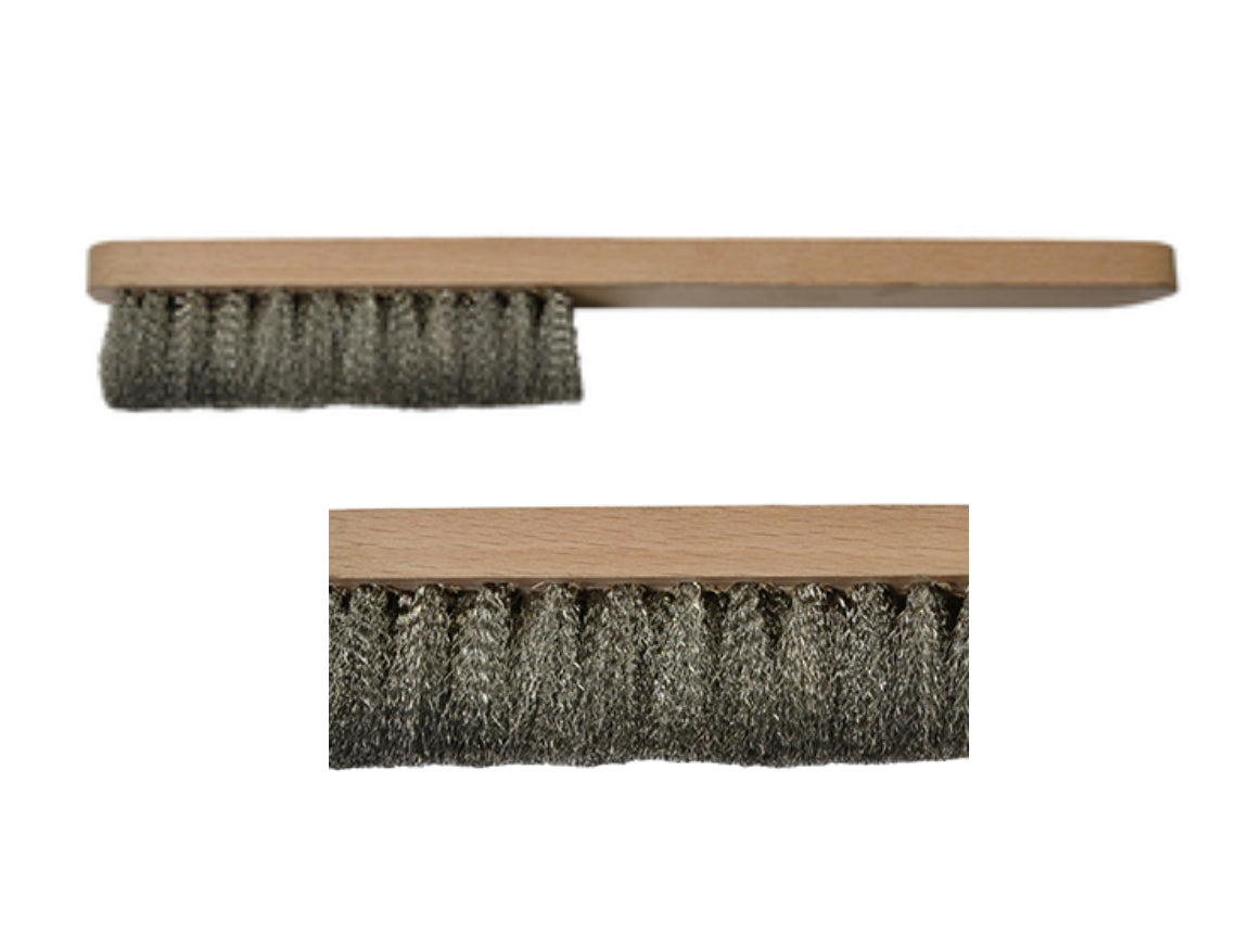 Steel Scratch Brush w/wooden handle .003 wire dia.