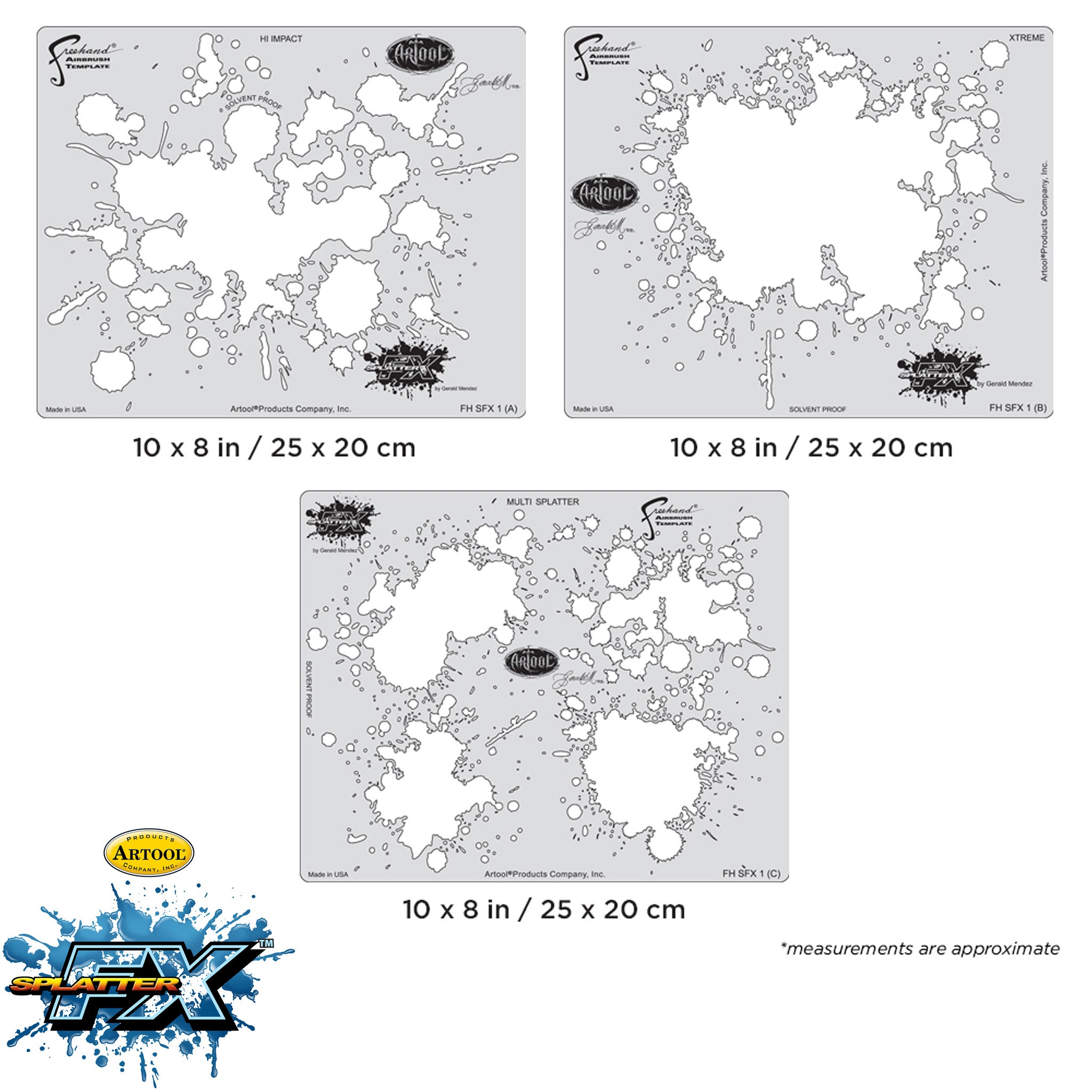 Artool Splatter FX Freehand Airbrush Template Set